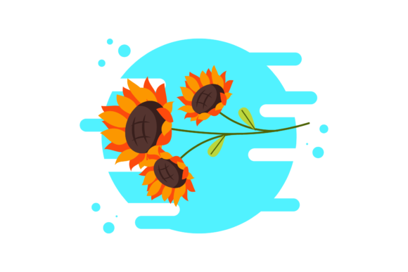 Stunning Sunflowers Floral Circle Clipart
