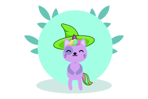 Unicorn Cats Fantasy Circle Floral